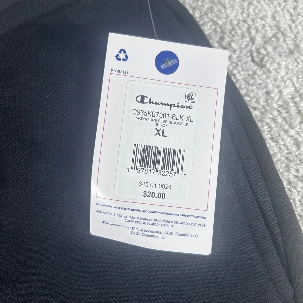 Champion Boys Signature Fleece Jogger Pants Black XL 18/20 C935KB7001-BLK-XL NEW